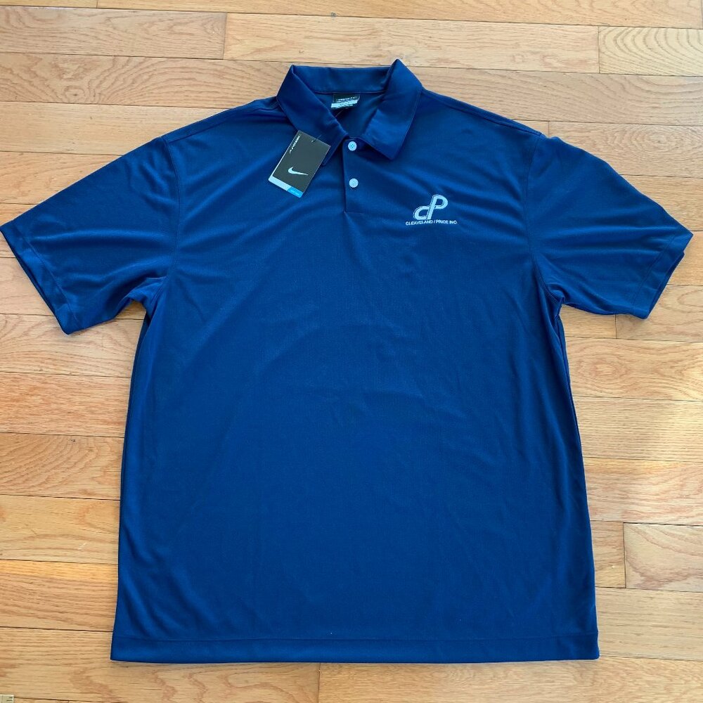 NWT Nike Golf‎ Polo Shirt Mens XL Blue Short Sleeve Dri-Fit Cleaveland Price NEW